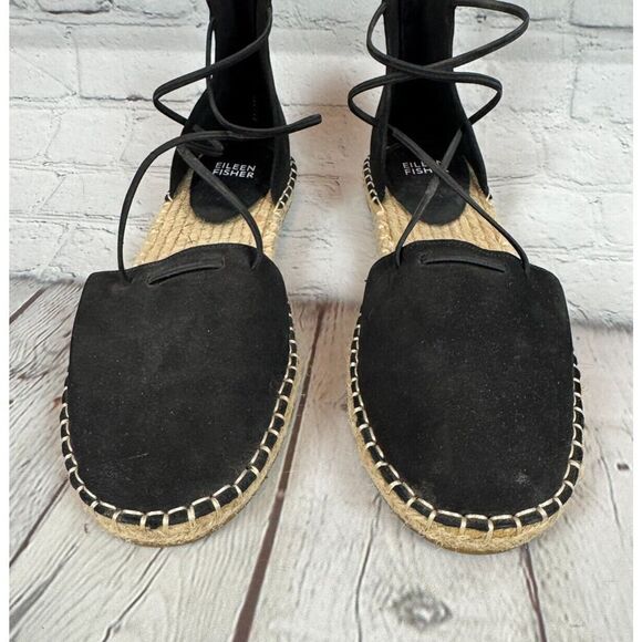 EILEEN FISHER Lala espadrille flat black sandals size 7.5 NWOB - Picture 4 of 10